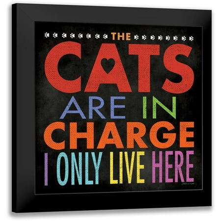 Marrott, Stephanie 12x12 Black Modern Framed Museum Art Print Titled - Cats In Charge