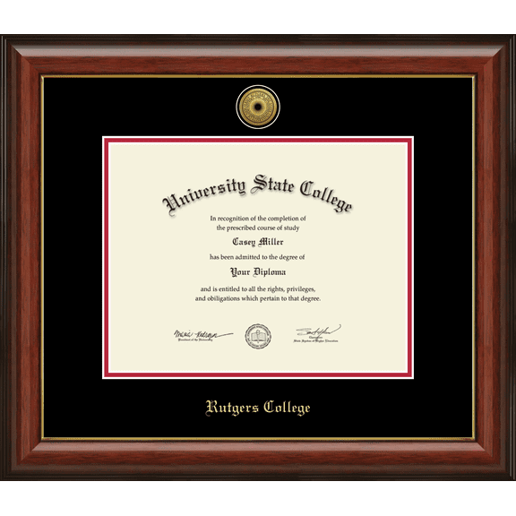 Rutgers University Rutgers College Diploma Frame, Document Size 11" x 8.5"