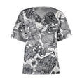 thumbnail image 4 of Camisetas de gasa con estampado floral para mujer Blusas Camiseta de manga corta casual Camiseta de verano con cuello en V Tops tipo túnica Pompotops  hkajfhjk468438, 4 of 4