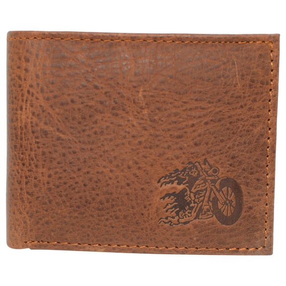 Biker RFID Blocking Real Leather Bifold Classic Wallet for Men