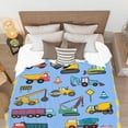 thumbnail image 3 of Construction Aircrafts Trucks Cars Blue Blanket Print Soft Lightweight Warm Cozy Plush for Bedroom Bedding Couch Novelty Gift Universal S 40 * 50 in for Kids/Child, 3 of 6