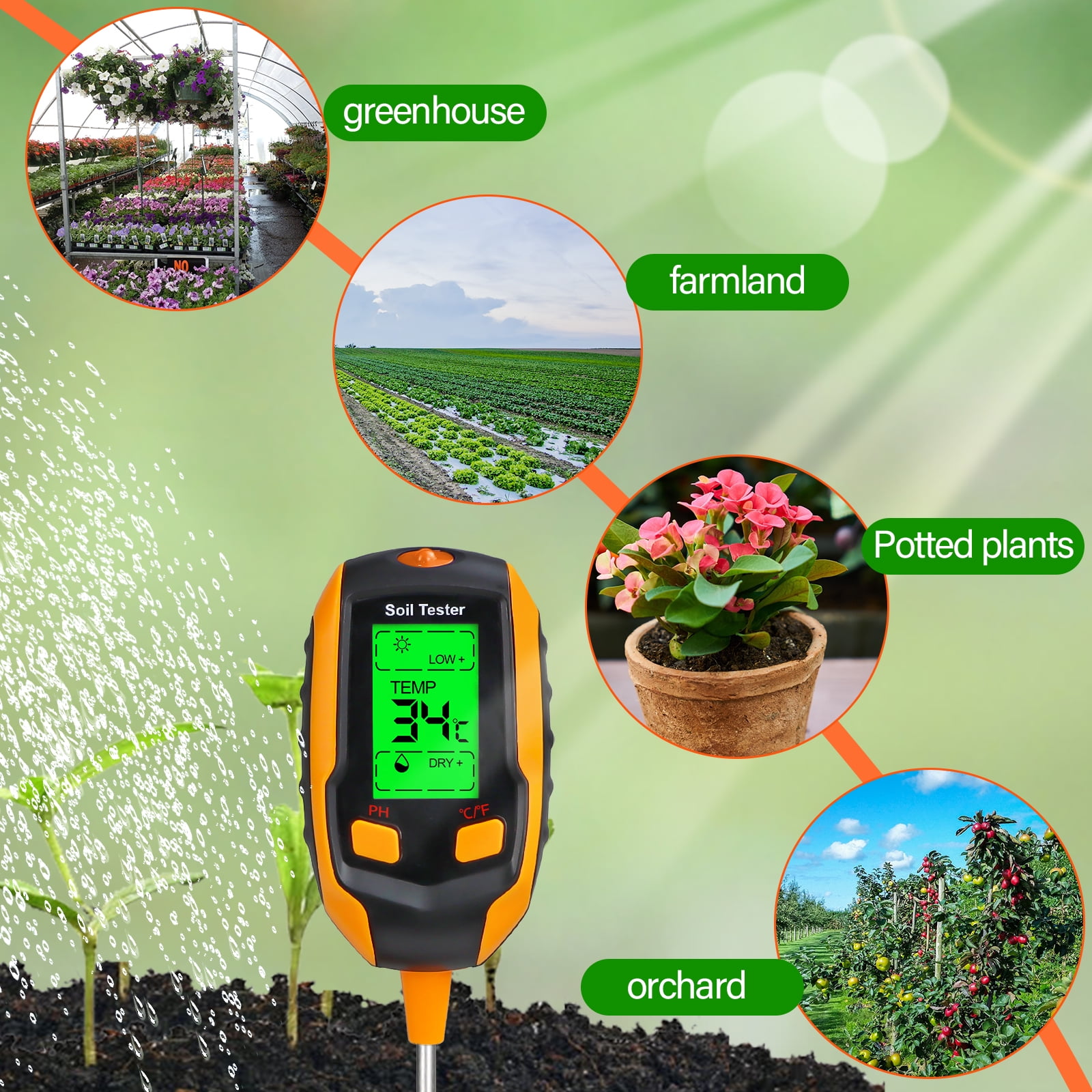 Professioanl Soil Moisture Meter Plants Moisture Meter Plant Water Meter  for Indoor/Outdoor Plants Hydrometer for Plants M4YD