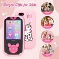 thumbnail image 3 of Kids Smart Phone Toys for Girls Ages 3-7 with Dual Camera, 2.8" Touchscreen Toddler Phone with Learning Games, Video Player Travel Toys with MP3 Music Player for Christmas Birthday Gifts, Pink, 3 of 7
