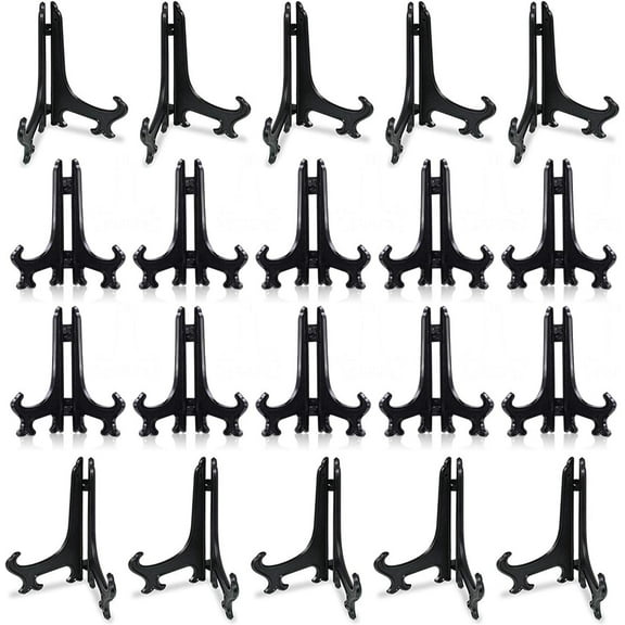 20 PCS 3 Inch Plastic Easels Plate Display Stands Black Little Picture Frame Stand Holder