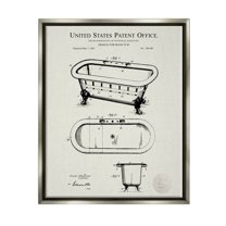 Stupell Industries Vintage Tub Bathroom Diagram Graphic Art Luster Gray Floating Framed Canvas Print Wall Art, Design by Karl Hronek