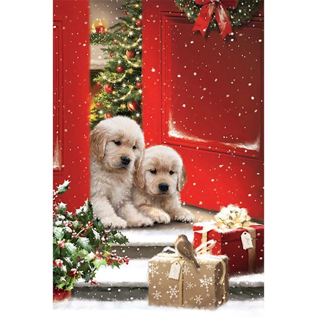 5D DIY Taladro Perro Mirando Regalos Kit 40x60cm