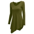thumbnail image 2 of Doublju Womens Long Sleeve V-Neck Tunic Handkerchief Longline Tunic T-Shirt Dress, 2 of 3