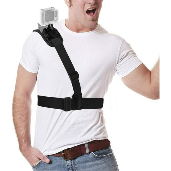 HUGFEGWE Adjustable Single Shoulder Mount Strap,Harness Video Camera Shoulder Chest Strap Supports Belt for Gopro AKASO Apeman Pictek DBPOWER WIMIUS Lightdow Cymas Action Camera Accessories CJ-128506