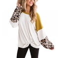 thumbnail image 1 of Haut d'Automne pour Femmes, T-shirt à Manches Longues, Couture Léopard, Mode Ample, 1 of 8