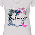 thumbnail image 4 of Inktastic Thyroid Cancer Survivor Butterfly Ribbon Women's V-Neck T-Shirt, 4 of 5