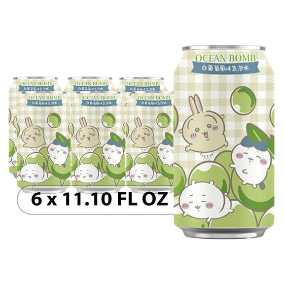 Ocean Bomb Chiikawa Sparkling Water Honey Pomelo Flavor - 6 Packs, 11.10 FL OZ (330ml) - Limited Edition