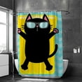 thumbnail image 2 of Coolnut Shower Curtain Set with Hooks Black Cat Floating On Water Polyester Waterproof Bath Curtain for Bathroom Bathtubs Decor 72 x 72 Inches, 2 of 6