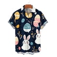 thumbnail image 5 of Gamivast Mens Shirts Casual Stylish Happy Easter Bunny Print Short Sleeve Shirts Lapel Vacation Shirts Button Down Floral Summer Shirts Holiday Beach Trip, 5 of 5