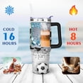 thumbnail image 3 of 40 Oz Football Themed Tumbler with Handle and Straw, Double Wall Vacuum Reusable Stainless Steel Water Bottle Leak Proof Insulated Travel Mug Iced Coffee Cup Perfect Gift for Birthday, 3 of 5