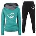 thumbnail image 2 of Itsame Tops and Pants Activewear Set Womens Sweatsuits 2pcs Sets Long Sleeved Printed Casual Set Green Size M, 2 of 3