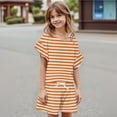 thumbnail image 5 of Abcomgle Girls Two Piece Sets Size 7-8 Floral Print Ruffle Sleeve Shirts and Elastic Waist Shorts Cute Casual Summer Sets for Girls 12-13 Years,Orange, 5 of 5