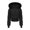 #Black, variant on DPTALR Women's Solid Color Long-Sleeved Hooded Short Zipper Parka,Black,Size L