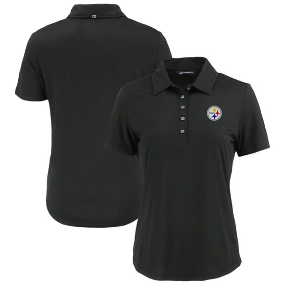 Women's Cutter & Buck Black Pittsburgh Steelers Coastline Epic Comfort Eco Recycled Polo