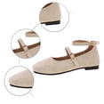 thumbnail image 5 of Xijirk Square Toe Flats for Women Adjustable Buckle Strap Suede Ballet Flats with Cushioned Insole Comfort Casual Shoes for Daily Outings and Lunches,Beige,6, 5 of 9
