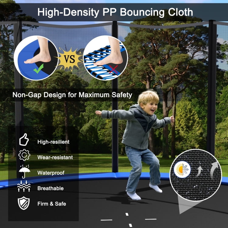 Demifill 12 Feet Outdoor Trampoline Bounce Combo, Trampoline with Safety Closure Net Ladder, Blue