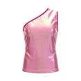 thumbnail image 3 of GiLiling Girls One Shoulder Sparkly Sequin Dance Vest Metallic Tank Top Y2K Dancewear for Teen Girls Summer Beach (Hot Pink, 4-6 Years), 3 of 3