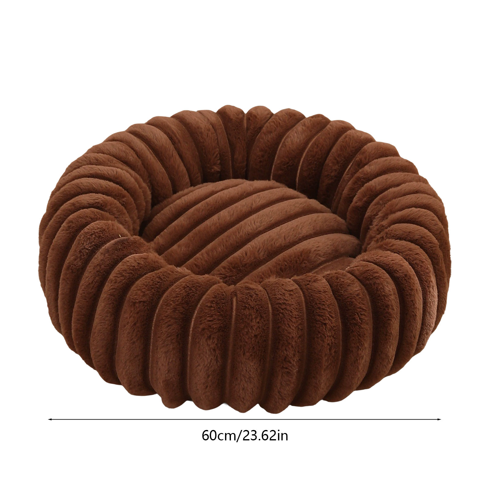 Uutvery 60cm Rabbit Plush Pet Bed, Extra Large Warm Cat Bed for Medium Dogs, Enclosed Plush Pet Kennel with Supportive Filling, 23.62x23.62 Inch