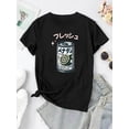 thumbnail image 2 of Camiseta de mujer Trajes de verano Traje Camiseta de cuello redondo para viajes de compras deportivas ﻿Women's Casual Crew Neck T-Shirt with Geometric Lemon Soda Print, Polyester 95% Spandex 5%, Me, 2 of 6