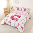 thumbnail image 2 of Erosebridal Teens Kawaii Bow Letter C Monogrammed Queen Comforter Set 3pcs,Kids Girls Dreamy Princess Bowknot Alphabet Bedding Comforter Set,Pink Reversible,Super Cozy Room Decor, 2 of 6