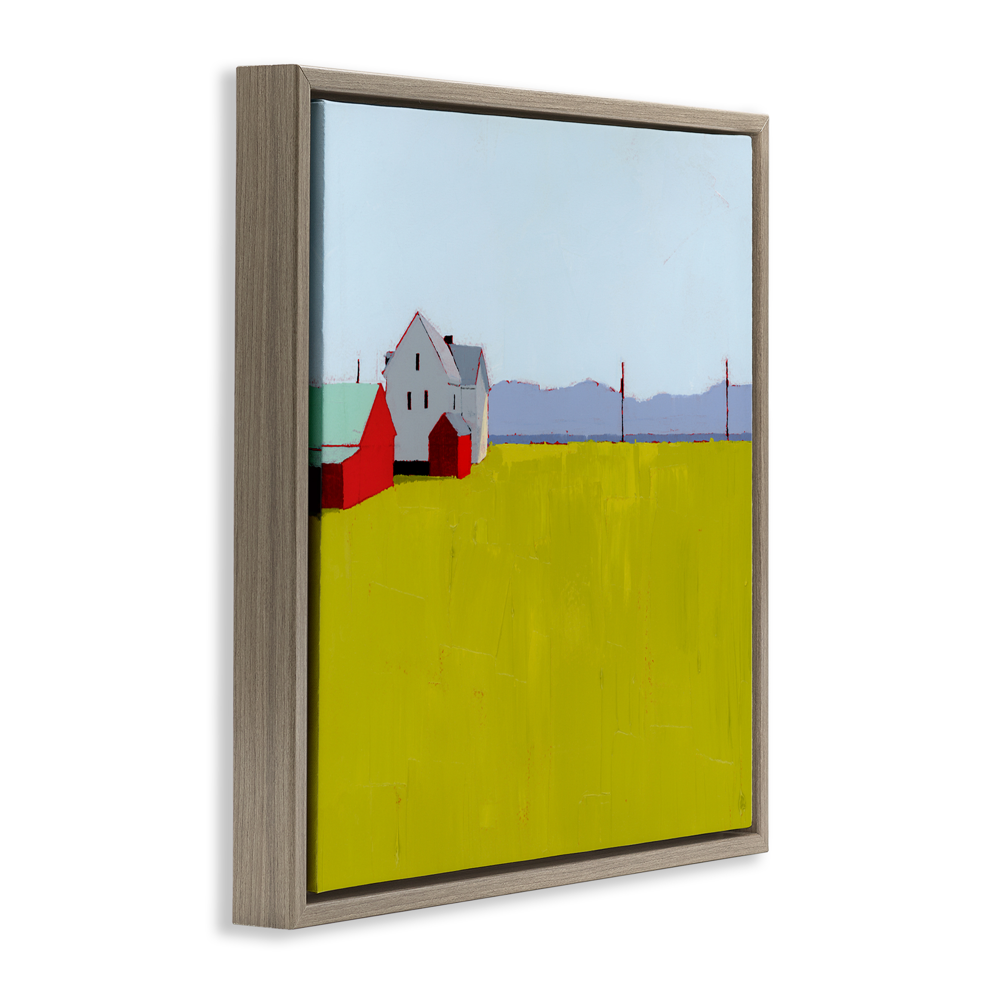 Farmhouse & Shed Landscape Brown Framed Floater Canvas Wall Art, design by Ruth LaGue