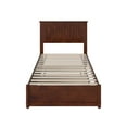 thumbnail image 2 of Malta Twin XL Wood Platform Bed with Panel Footboard & Twin XL Trundle in Walnut, 2 of 5