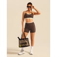 thumbnail image 5 of IBTOM CASTLE Double Layer Workout Sets for Women 2 Piece Sports Bra High Waist Biker Shorts with Pocket Yoga Pialtes Outfits Brown, 5 of 7