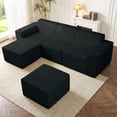 thumbnail image 3 of 105 Cloud Couch, Black Modern Sectional Couch for Living Room, L/U-Shaped Corduroy Boneless Sofa with Deep Seat, 2 Ottomans, No Assembly Required, 3 of 12