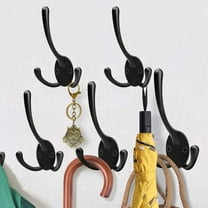 YIHATA 5 Pack Wall Mounted Coat Hooks, Heavy Duty Big Three Prongs Hooks, with Screws , for Hanging Coats Towel Cubicle Kitchen Bath Backpack Hat Hook