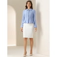 thumbnail image 4 of DARING DIVA Women's Peter Pan Collar Ruffles Office Blazers M Light Blue, 4 of 6