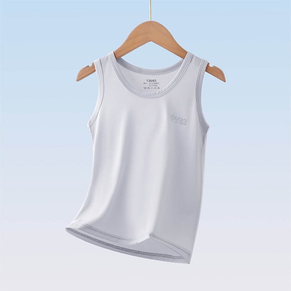 VKOYWKM Workout Tank Tops Toddler Kids Boys Girls Summer Sleeveless Shirts Soft Wide Strap Crew Neck Tanks Solid Loose Fit Athletic Tank Tops for 1-10 Years