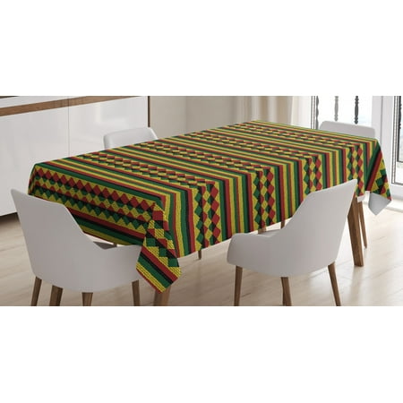 

Kente Pattern Tablecloth Traditional African Pattern in Lively Colors Indigenous Culture Folklore Rectangular Table Cover for Dining Room Kitchen 60 X 90 Inches Multicolor by Ambesonne