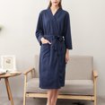 thumbnail image 4 of Women Water Absorption Bath Robe Solid Waffle Bathrobe Spa Home Dress Nightgown, 4 of 8