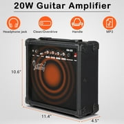 Glarry 39in Full Size Beginner Electric Guitar Kit w/Case, 20W Amp, Tuner, Bag, Strap, Black