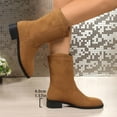 thumbnail image 5 of Yellow Ladies Slip On Boots Round Toe Chunky Low Heel For Winter Walking, 5 of 9