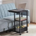 thumbnail image 7 of Farini C-Shaped End Table with Lockable Wheels, 3-Tier Rolling Side Table for Sofa, Bed & Living Room, Black, 7 of 7