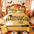thumbnail image 2 of Manfei Halloween Bat Pattern Quilt Full,Gothic Witch Print Full Bedspread Sets,3 Pieces,1 Coverlet and 2 Pillowcases, 2 of 7
