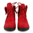 thumbnail image 3 of Ferwind Women's Shearling Boots Wedge Heels 2-Way Foldover Micro Suede Adult Red  6.5, 3 of 8