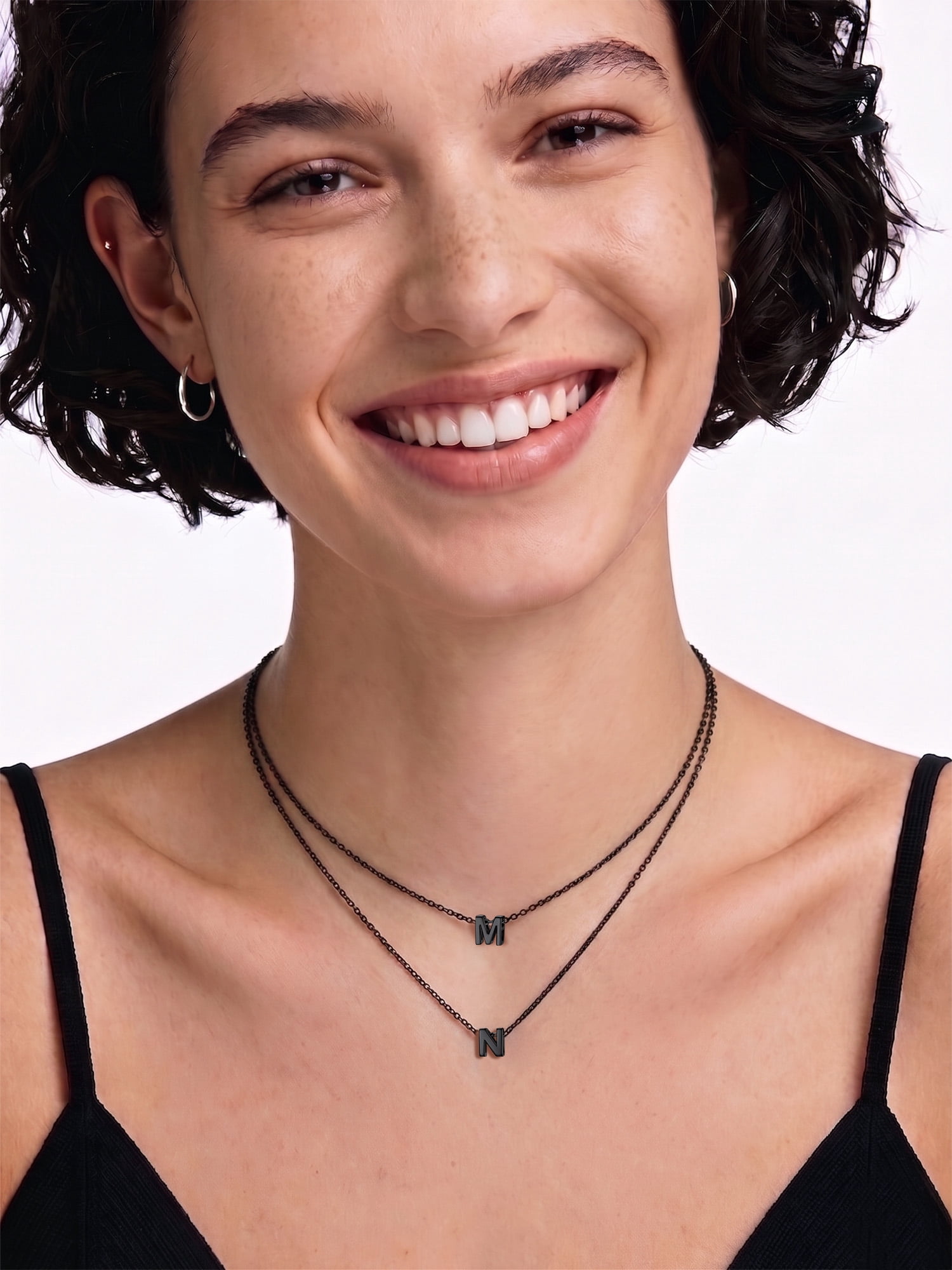ChicSilver Black Initial A-Z Letter Pendant Necklaces for Women Dainty Personalized 925 Sterling Silver Name Jewelry Birthday Christmas Graduation Valentine's Day Gifts for Mom Wife Lover