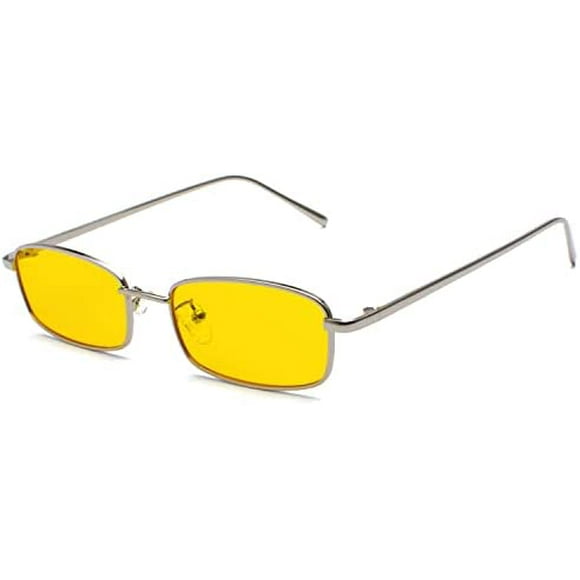 Retro Rectangle Sunglasses for Women Men Square Narrow Hip Hop Small Frame Sun Glasses