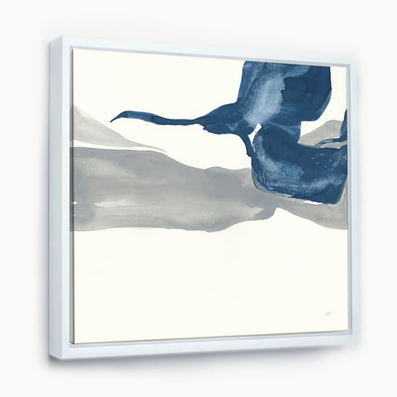 Designart ' Gouache Sapphire on Gray IV ' Modern & Transitional Framed Canvas