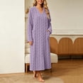 thumbnail image 7 of Miqool Cable Knit Fleece Nightgown for Women V Neck Cozy Plush Long Sleeve Warm Sleep Dress with Pockets, 7 of 7