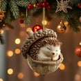 thumbnail image 1 of Adorno de árbol de Navidad acrílico plano 2D con agujero | Diseño de piña caprichoso | Decoración navideña para coche y hogar | Colgante de árbol festivo con aro para colgar, 1 of 5