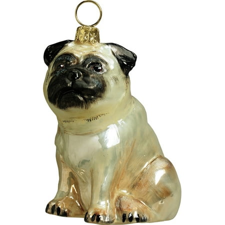 Fawn Pug Dog Polish Blown Glass Christmas Ornament Holiday Fawn Pug Dog Polish Blown Glass Christmas Ornament Holiday Decoration Poland - Fawn Pug Dog Polish Blown Glass Christmas Ornament Holiday