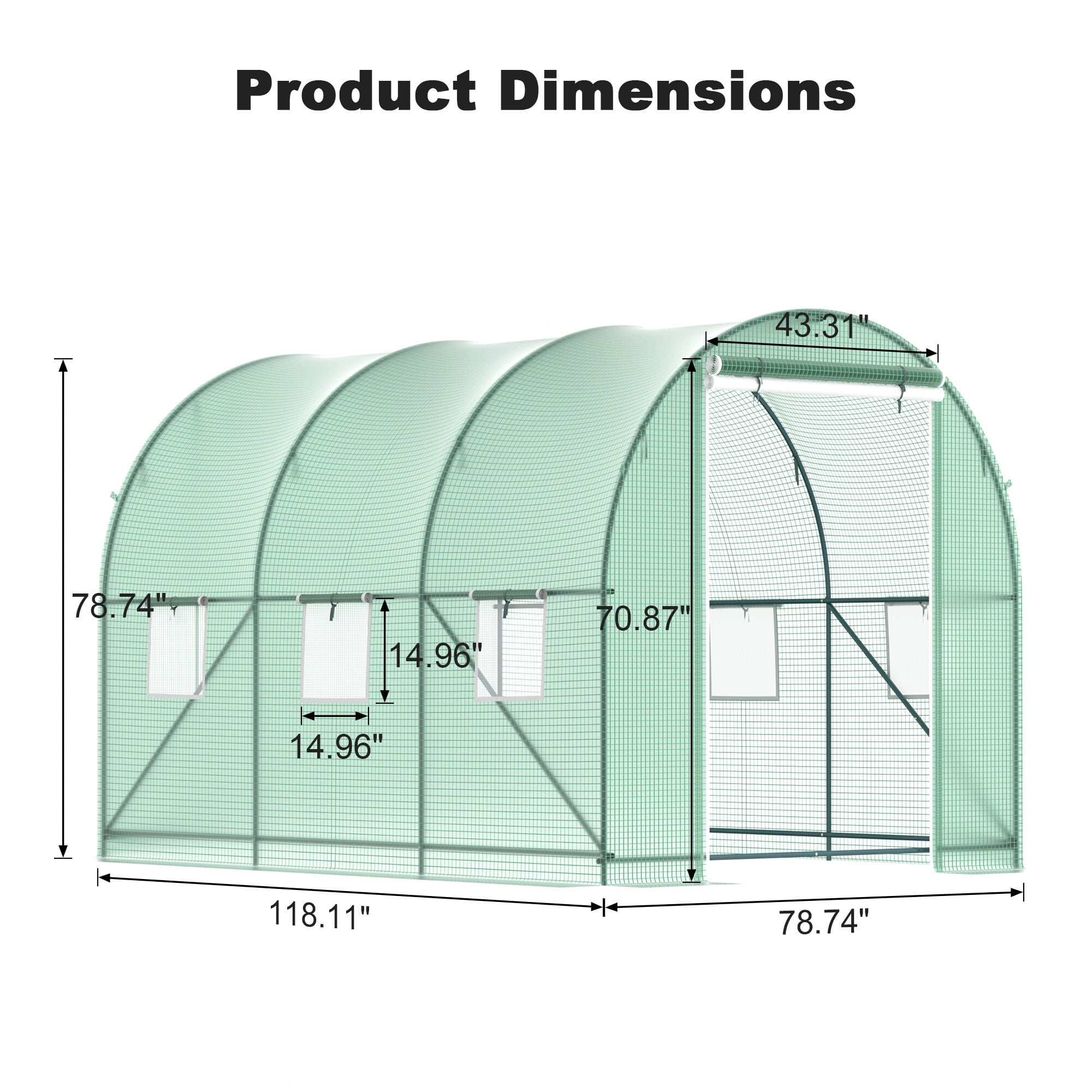 Walk-in Greenhouse 10'x7'x7' Outdoor Tunnel Green House with Double-layer Doors
