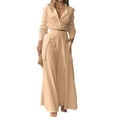 thumbnail image 5 of sunsanly 1 Set Women Shirt Pants Solid Color Long Sleeve Turndown Collar Streetwear Spring Autumn Temperament Commuter Wide Leg Trousers Set Women Clothing, 5 of 8